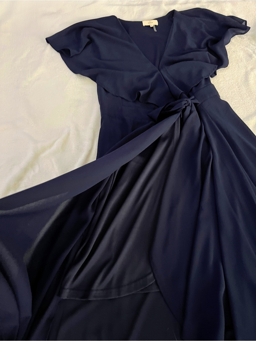 entro Navy Wrap Maxi Dress with Tie Waist